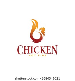 hot fire chicken logo in rustic hipster vintage design vector Illustration
