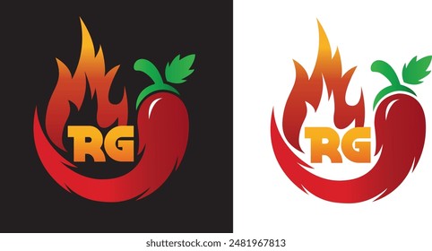 Vector de concepto de diseño de logotipo de Hot and Fire Chili, símbolo de logotipo de Fire Chili, símbolo de comida de especias