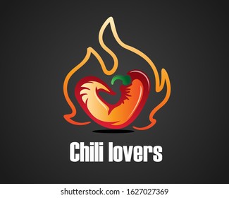 Hot fire Chili lover logo design inspiration