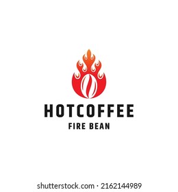 Hot fire coffee beans logo icon design template flat vector