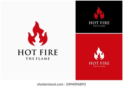 Hot Fire Flame Burn Heat Fiery Ignite Flaming Bonfire Inferno Vector Logo Design Illustration