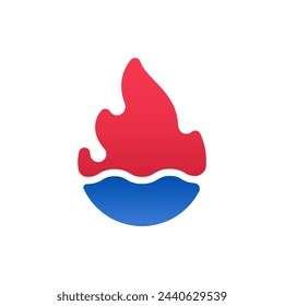 Hot Fire flame and a cold liquid water icon, the abstract symbol can be used for logos and brand names, vector illustration