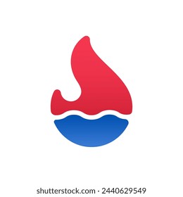 Hot Fire flame and a cold liquid water icon, the abstract symbol can be used for logos and brand names, vector illustration