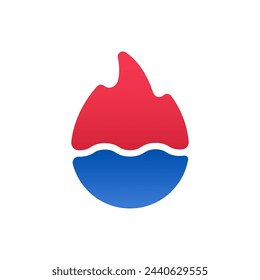 Hot Fire flame and a cold liquid water icon, the abstract symbol can be used for logos and brand names, vector illustration