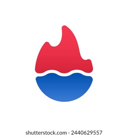 Hot Fire flame and a cold liquid water icon, the abstract symbol can be used for logos and brand names, vector illustration