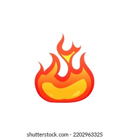 Hot fire flame, flaming element on white