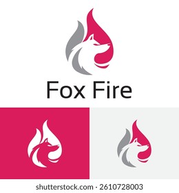 Hot Fire Flame Fox Wildlife Animal Negative Space Logo Template