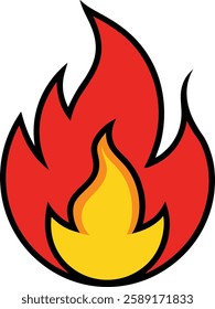 Hot fire flame icon clipart for web and design. Vector fire flames sign illustration isolated on white background. flame heat or spicy food symbol flat vector icon for apps and websites. 