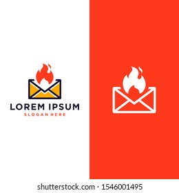 hot fire flame letter envelope email logo icon vector