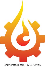 Hot Fire Gear Vector Logo