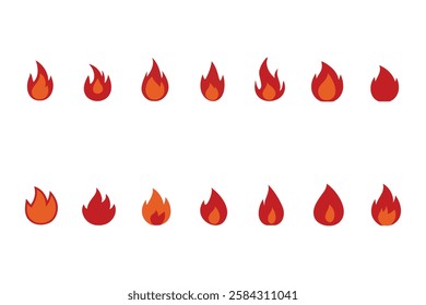 Hot Fire Icons – Flat Style Vector Flames for UI  Design