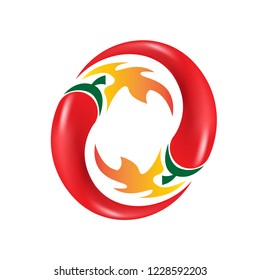 hot in fire logo Chilli Spicy Cycle Concept, Vector illustrator