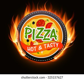 Hot Fire Pizza Icon Menu Template Vector Illustration EPS10
