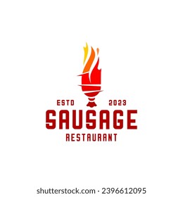 hot fire sausage logo, fast food