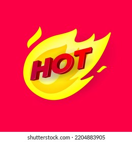 Hot fire sign, promotion fire banner, price tag, hot sale, offer, price.