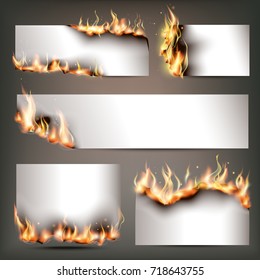 Hot Fire Strategic Advertisement Banners Set For Customers Attraction To Seasonal Discount Sales