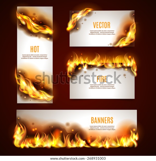 Hot Fire Strategic Advertisement Banners Set Stock Vector (Royalty Free ...