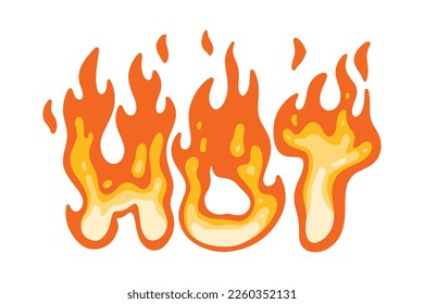 Hot fire text cartoon illustration