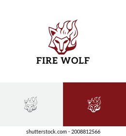 Hot Fire Wolf Head Flame Burn Logo