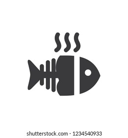 Hot fish bone vector icon