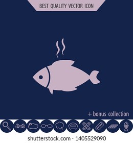 Hot fish dish, vector icon