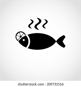 Hot fish with lemon Icon Isolated on White Background