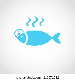 Hot fish with lemon Icon Isolated on White Background