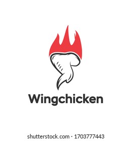 Hot Flame Chicken Wing Logo Design Restaurant