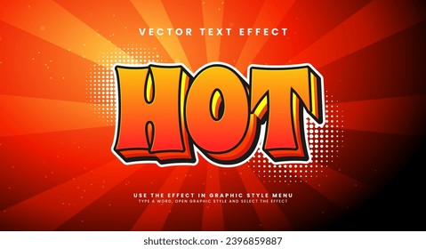 Hot flame editable text style effect. Vector text effect with bright colors that give the impression of being hot.