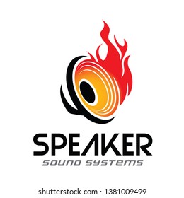 Hot, Flames, Fire Speaker And Music Logo Vector