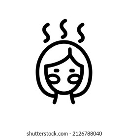 Hot flashes line icon. Disease or menopause symptom. Outline vector illustration icon. Isolated om white background.