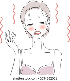 Hot Flashes Woman Person Vector Illustration