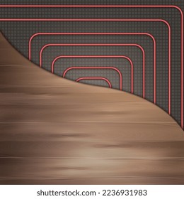 Calefacción de suelo caliente fondo realista con símbolos de redecoración ilustración vectorial