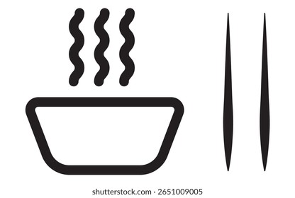 Ícone de tigela de comida quente com pauzinhos