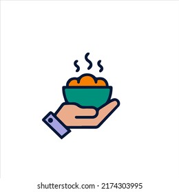Hot Food Bowl icon design stock illustration on white background