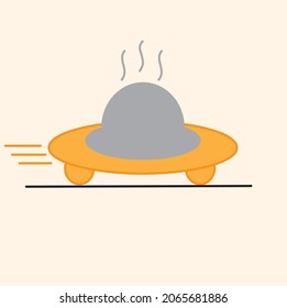 Hot food fast delivery icon isolated on beige background, food delivery to office and home.