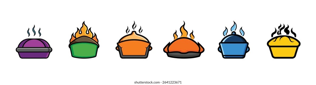 Hot food icon icon set, Hot food icon vector illustration symbolizing steaming meals, freshly cooked dishes, or warm cuisine. Perfect for restaurant menus, food delivery apps, culinary branding