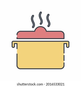 Hot Food - Line Cut Style.Can be used in web and mobile.Logo element illustration.symbol design.Editable stroke