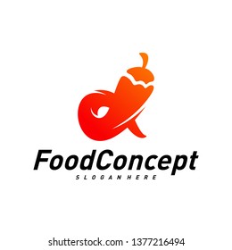 Hot Food Logo Concept Vector. Red Chili logo Design Template Vector. Hot Chili Icon Symbol