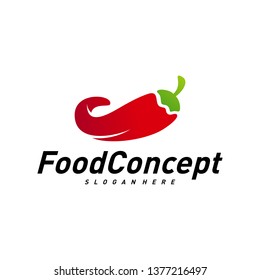 Hot Food Logo Concept Vector. Red Chili logo Design Template Vector. Hot Chili Icon Symbol