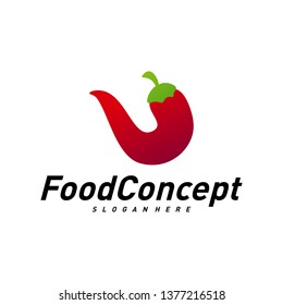 Hot Food Logo Concept Vector. Red Chili logo Design Template Vector. Hot Chili Icon Symbol