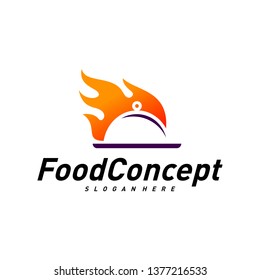 Hot Food Logo Concept Vector. Fast Cooking logo Design Template Vector. Icon Symbol