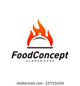 Hot Food Logo Concept Vector. Fast Cooking logo Design Template Vector. Icon Symbol