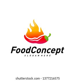 Hot Food Logo Concept Vector. Red Chili logo Design Template Vector. Hot Chili Icon Symbol