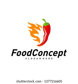Hot Food Logo Concept Vector. Red Chili logo Design Template Vector. Hot Chili Icon Symbol