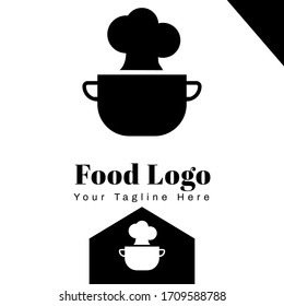 Hot Food Logo Template For Company and restaurant monochrome style