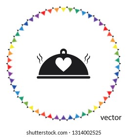 Hot food with love, vector icon