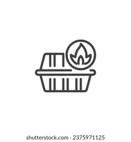 Hot food packaging line icon. linear style sign for mobile concept and web design. Hot food box outline vector icon. Symbol, logo illustration. Vector graphics