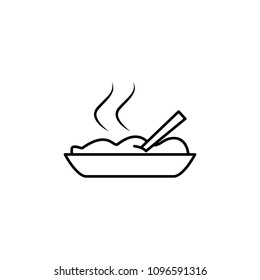 hot food in a plate icon. Element of food icon for mobile concept and web apps. Thin line hot food in a plate icon can be used for web and mobile on white background