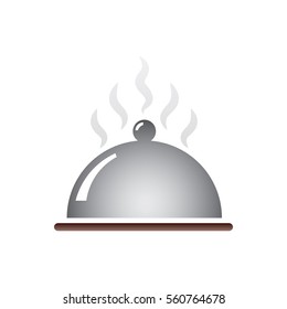 Hot Food Platter Serving Tray Icon in Color Gradient Vector